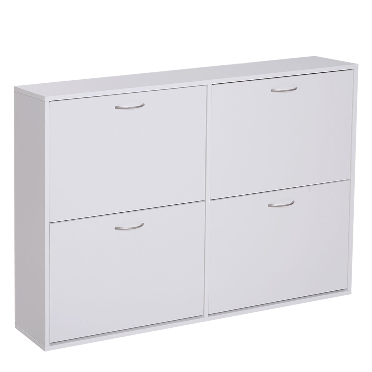 HOMCOM Modern 4 Drawer Shoe Cabinet Pull Down Shelf Storage Cabinet, 120Lx24Wx81H cm, Particle Board-White