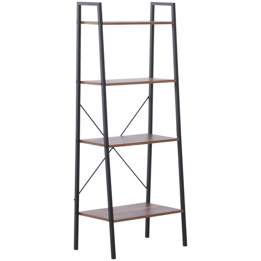 HOMCOM 4-Tier Storage Rack, 60Lx35Wx145H cm, MDF, Steel-Black/Wood Colour