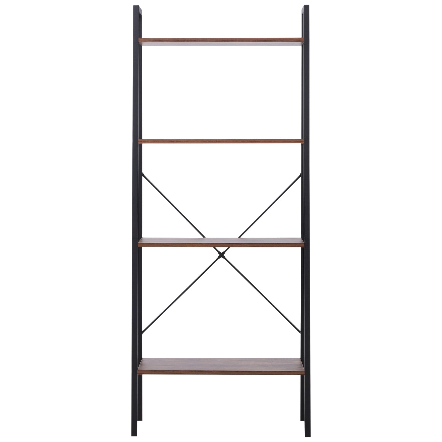 HOMCOM 4-Tier Storage Rack, 60Lx35Wx145H cm, MDF, Steel-Black/Wood Colour