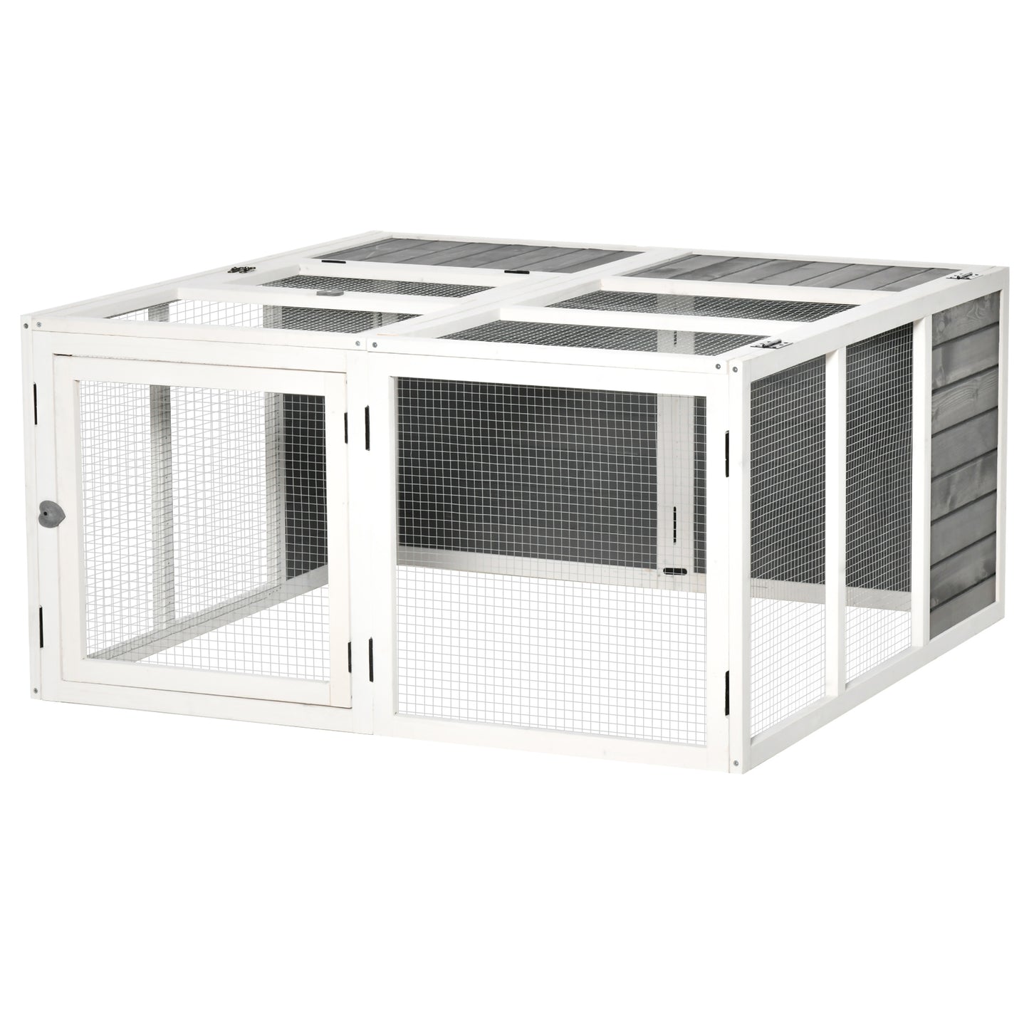 PawHut Rabbit Hutch Small Animal Guinea Pig House with Openable Roof Skylight Door