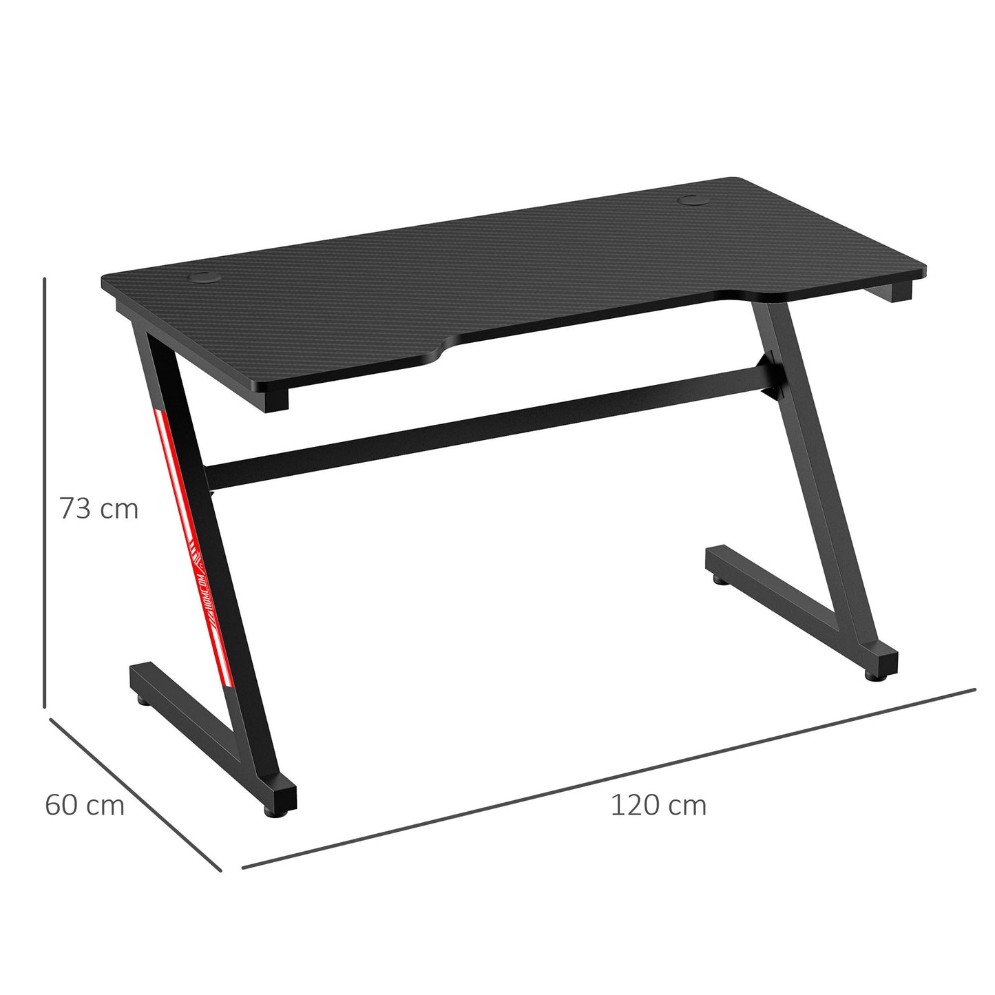 HOMCOM 1.2m Z-Shaped Racing Style Gaming Desk w/ Cable Managenent Home Office Black