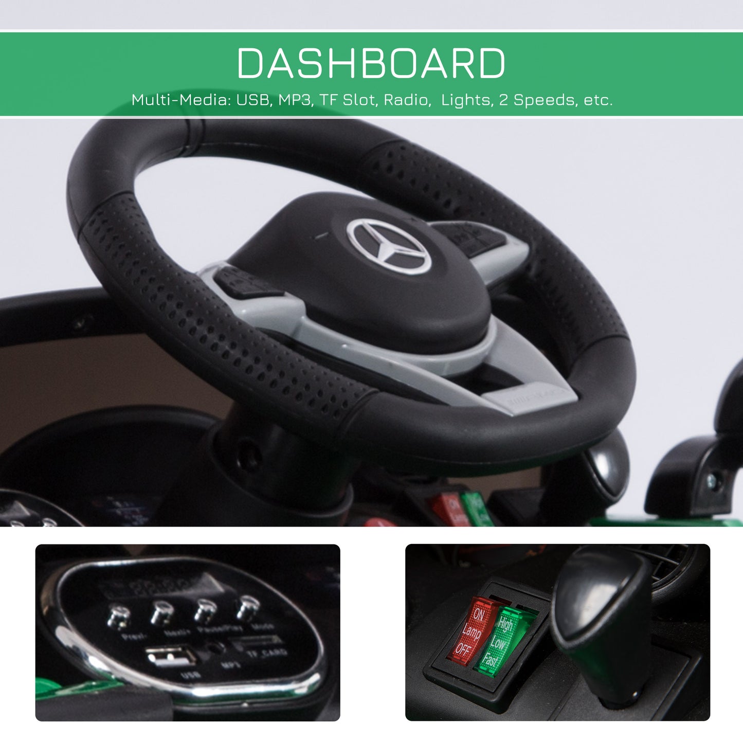 HOMCOM Benz GTR 12V Kids Electric Ride On Car Toy w/ Remote Control MP3