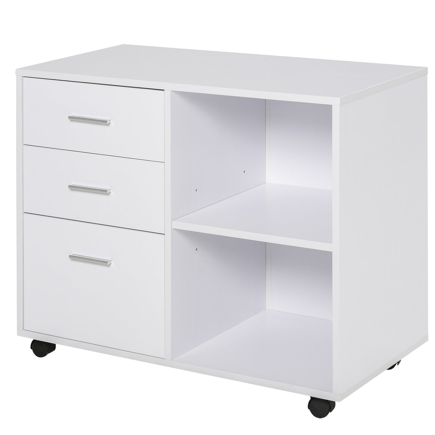 HOMCOM Particle Board Rolling Storage Cabinet White