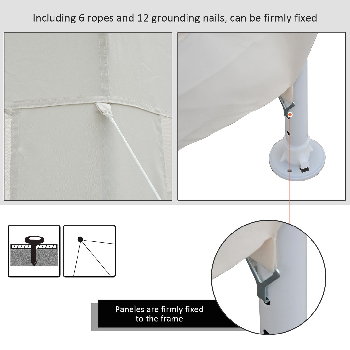 Outsunny Hexagon Netting  Gazebo-Creamy White