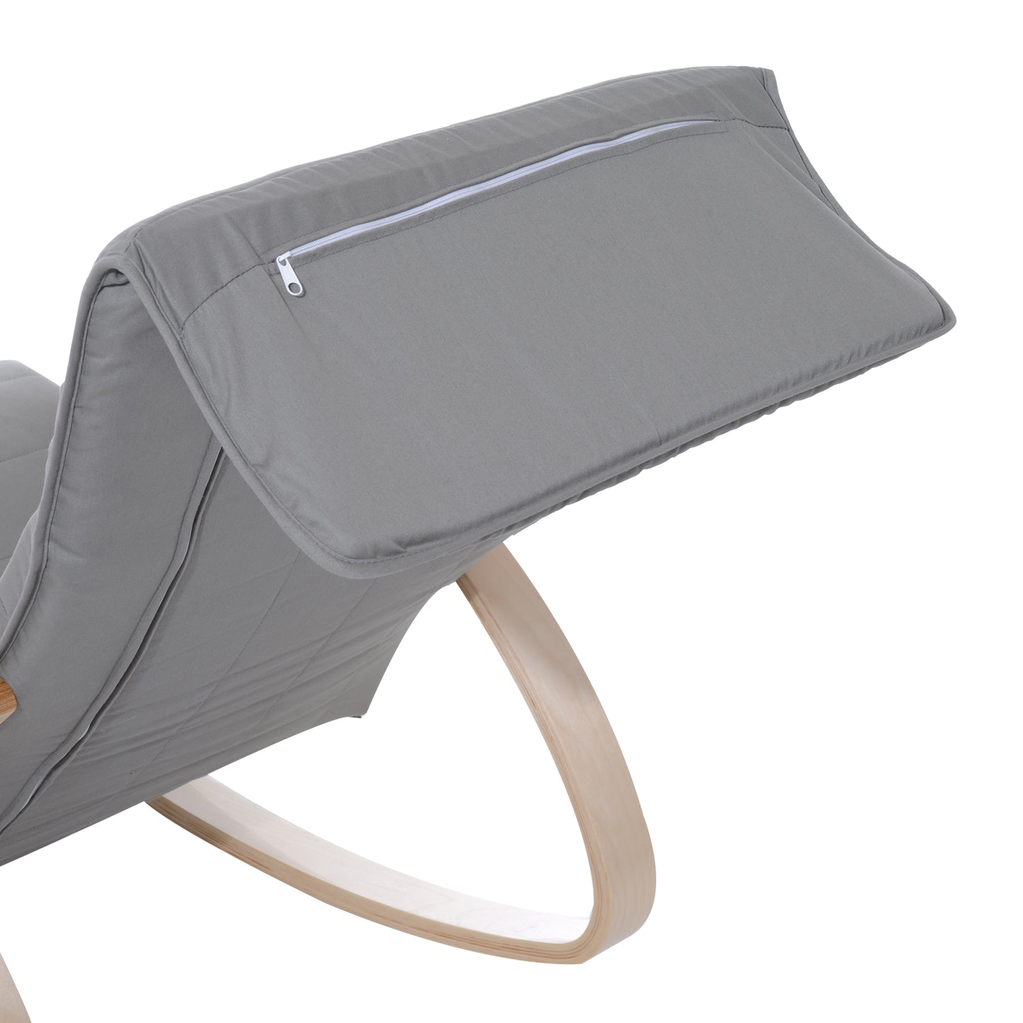 HOMCOM Rocking Chair W/Adjustable Footrest & Side Pocket-Grey