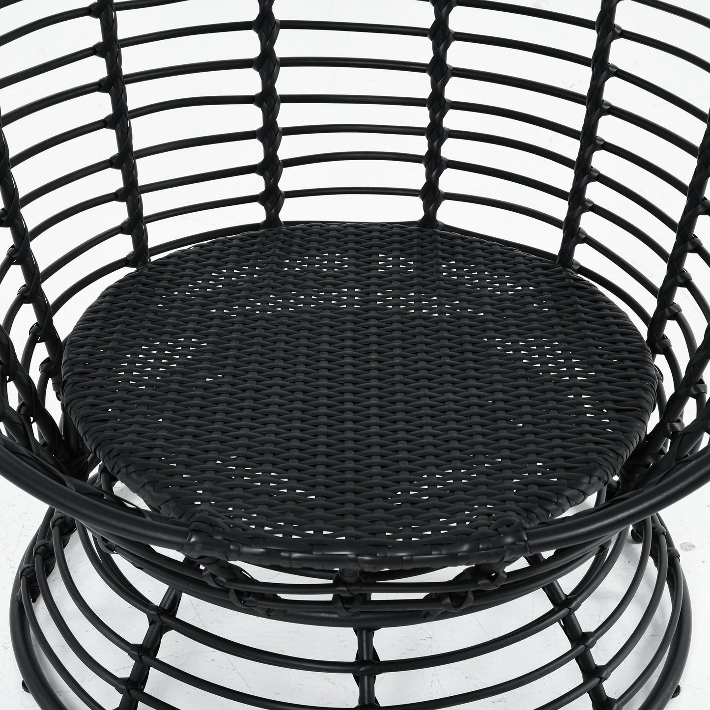 Outsunny Round PE Rattan Wicker Swivel Basket Egg Chair Egg Seat with Cushion