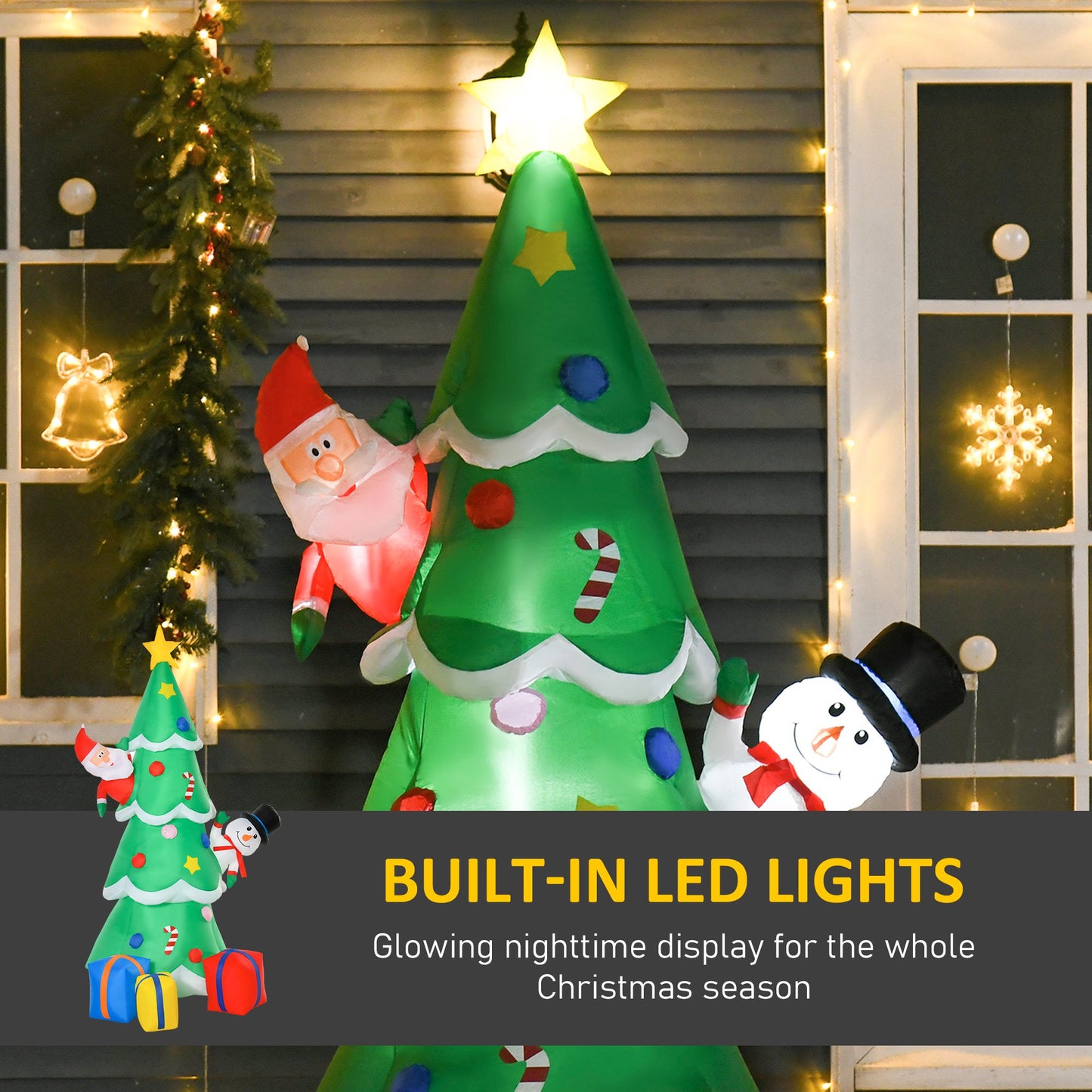 HOMCOM 2.1m Christmas Inflatable Tree LED Lighted for Indoor Outdoor Decoration