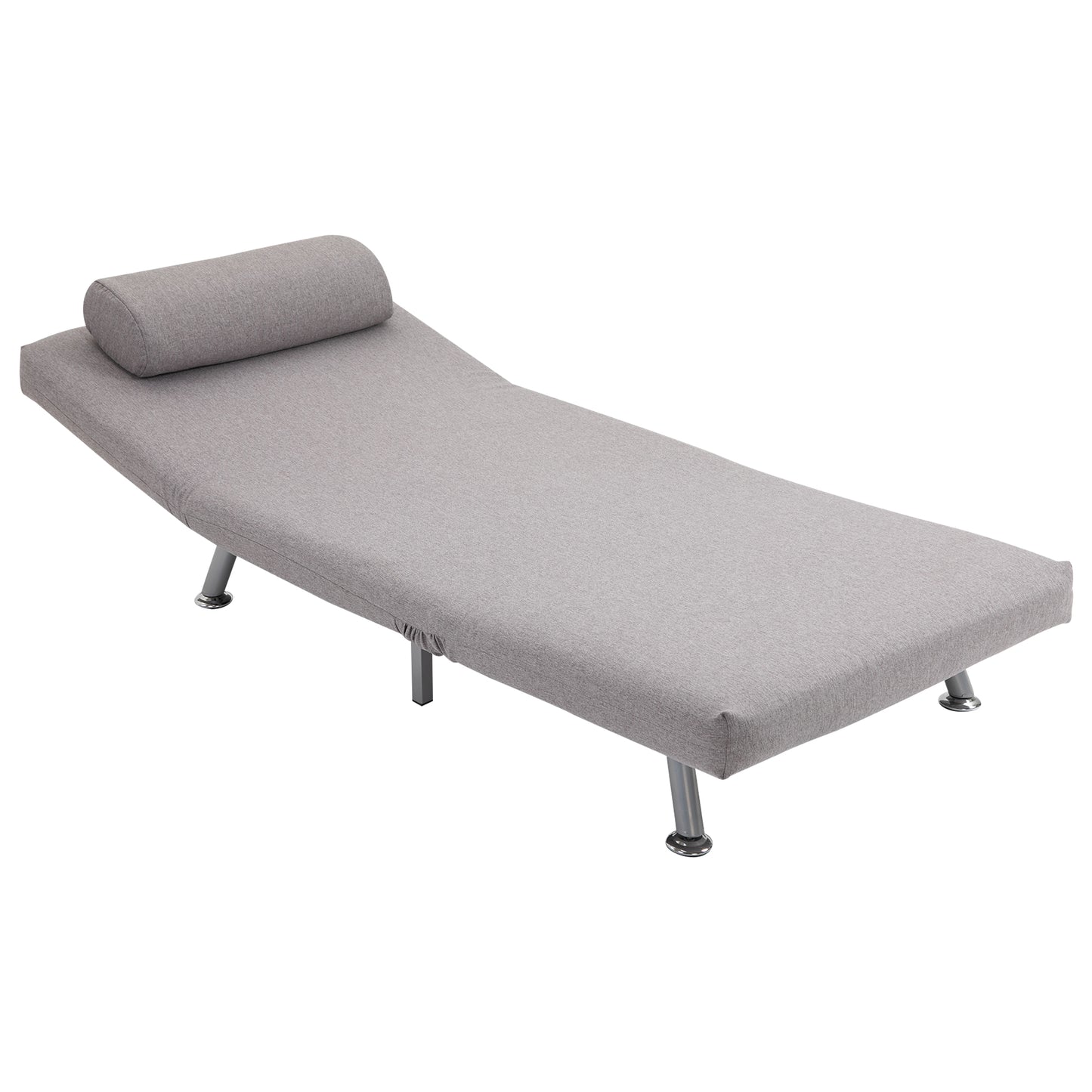 HOMCOM Linen Upholstered Elevated Single Sofa Bed Grey