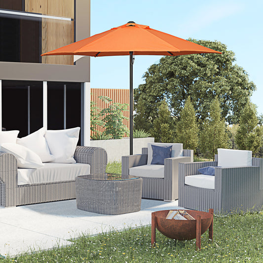 Outsunny 2m Patio Parasols Umbrellas, Outdoor Sun Shade with 6 Sturdy Ribs for Balcony, Bench, Garden, Orange