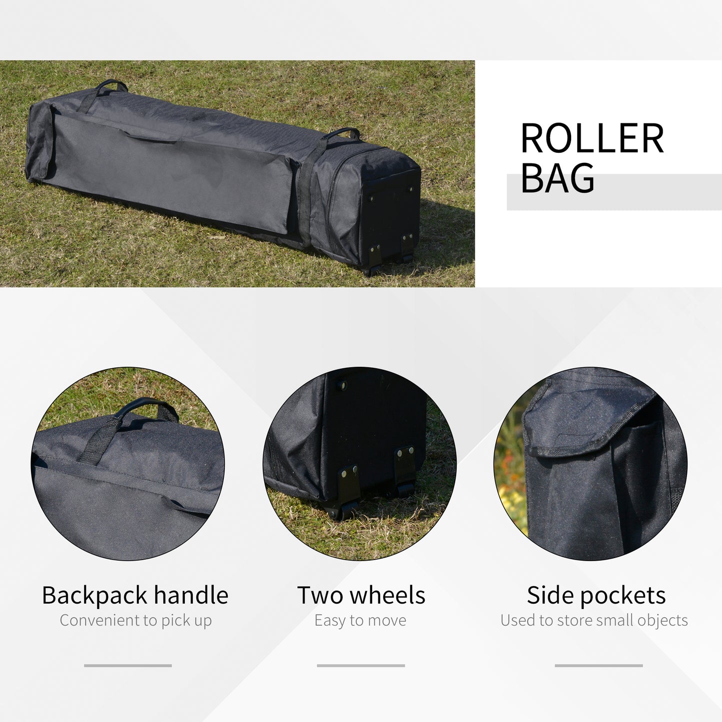 Outsunny 3.6 x 3(m) Foldable Pop-up Party Tent Instant Canopy Sun Shade Gazebo Shelter Steel Frame Oxford w/ Roller Bag