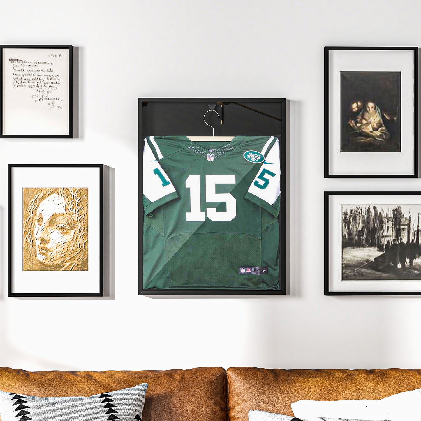 HOMCOM Football Shirt Frame Display, Acrylic Jersey Frame with UV Protection, Aluminium Sports Shirt Shadow Box for Basketball Football Baseball, 60 x 80 cm, Black