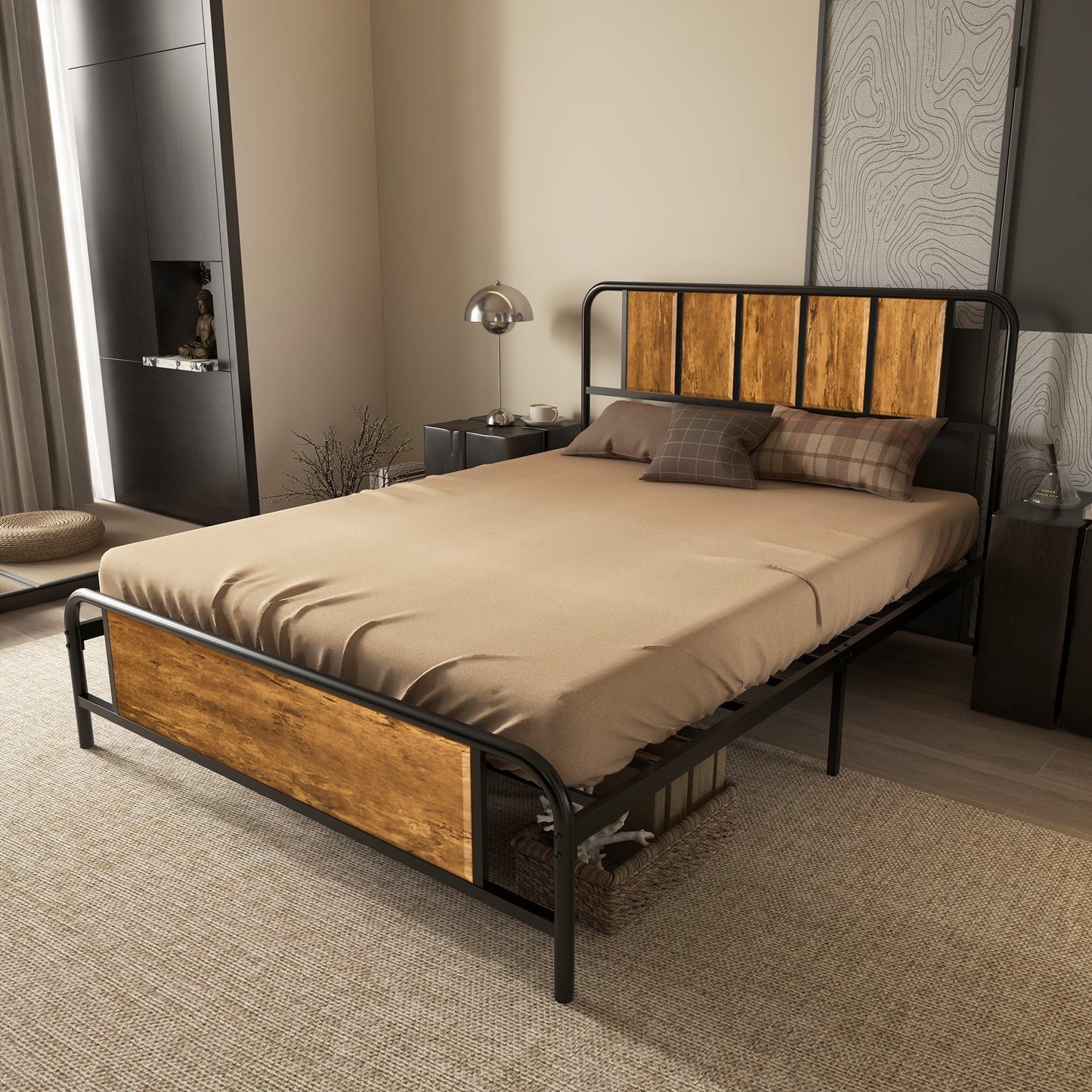 HOMCOM Double Retro-Look Metal Bed Frame