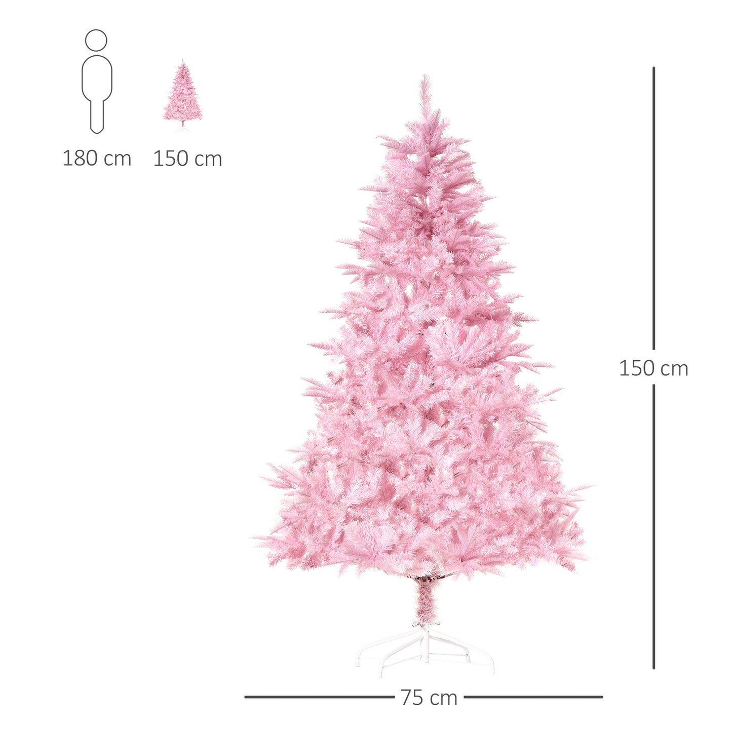 HOMCOM 5FT Pop-up Artificial Christmas Tree Xmas Holiday Tree Decoration Party Pink