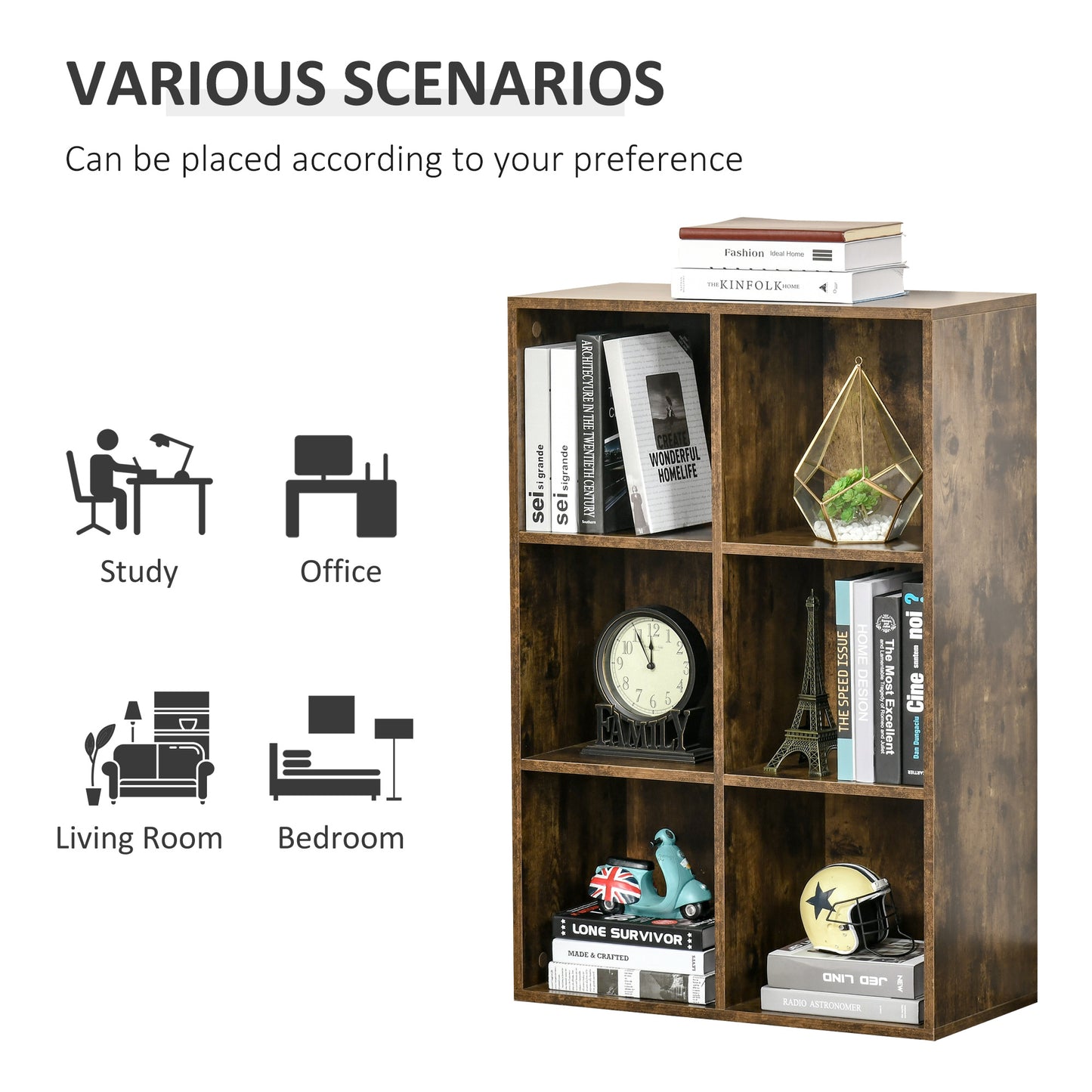 HOMCOM Cubic Cabinet Bookcase Storage Shelves Display for Study, Home, Office