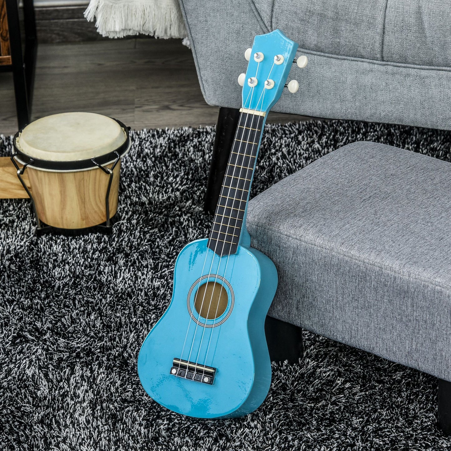 HOMCOM 21" Beginners Basswood Ukulele Blue