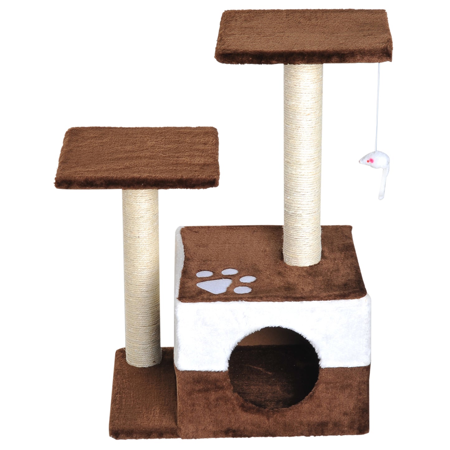 PawHut Cat Tree, Plush, 45Lx33Wx70H cm-Brown