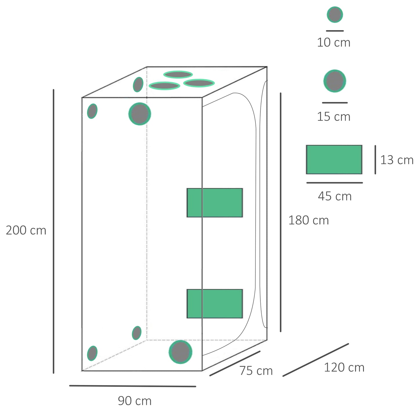 Outsunny Mylar Hydroponic Grow Tent with Vents and Floor Tray for Indoor Plant Growing