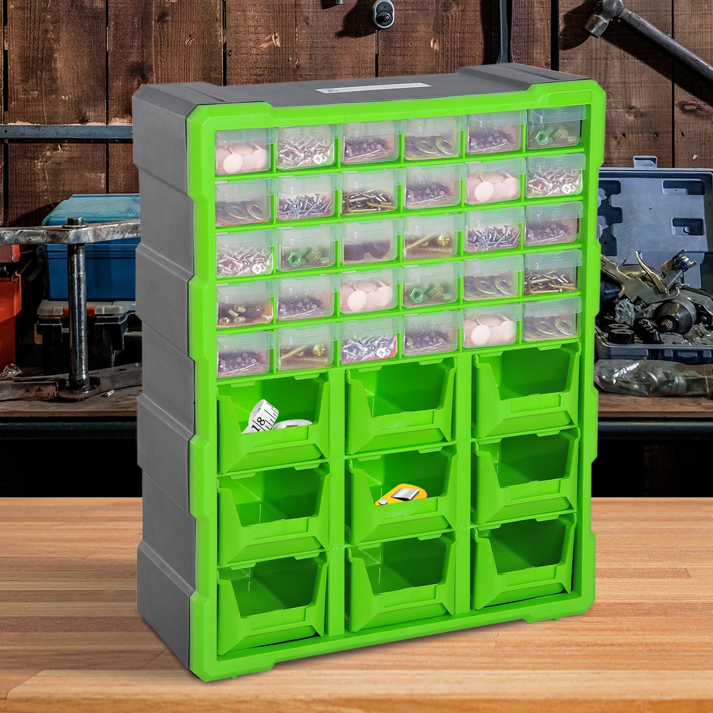 DURHAND 39 Drawer Storage Cabinets, 38Lx16Dx47.5H cm, Plastic-Green