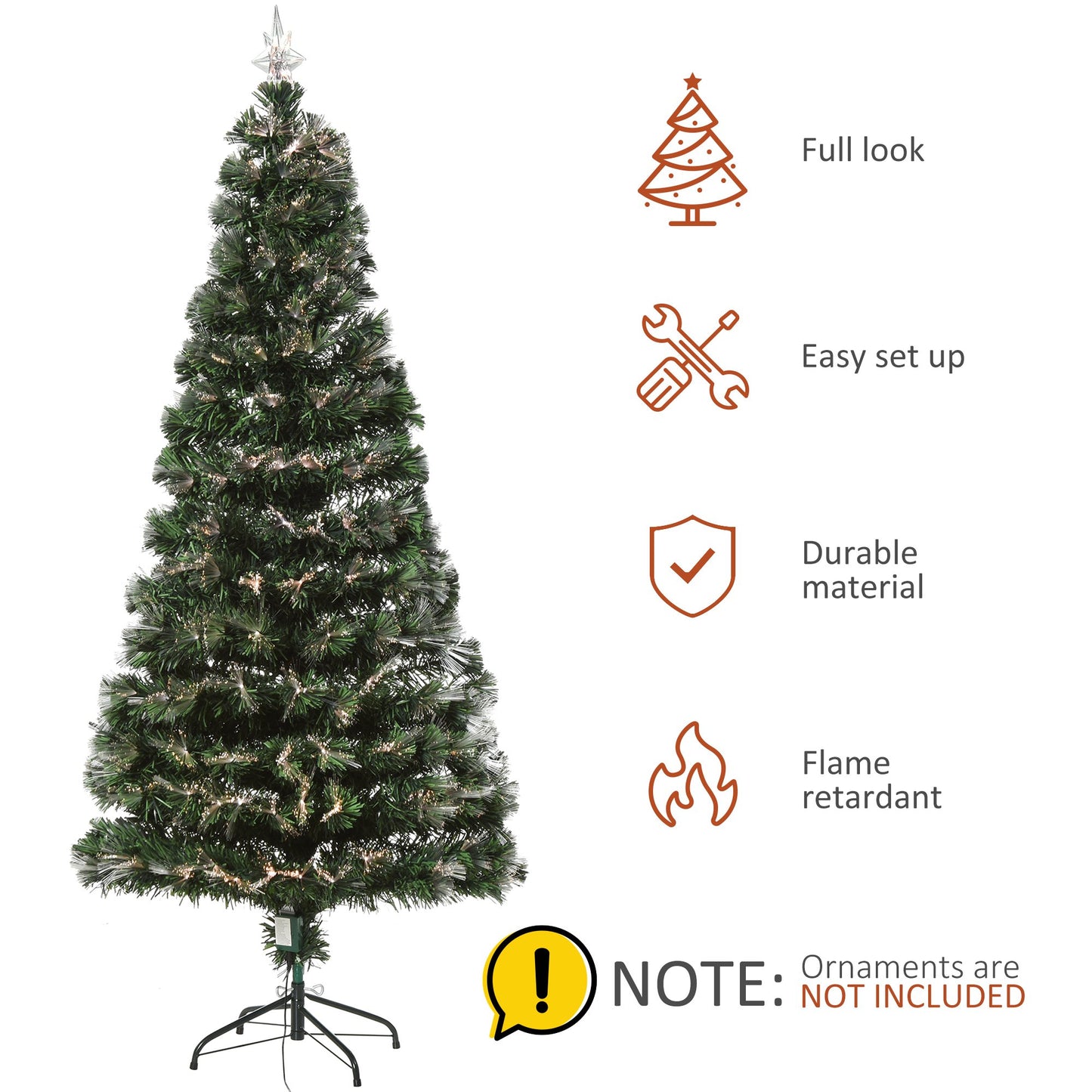 HOMCOM 5ft Artificial Pre-Lit PVC Christmas Tree Green