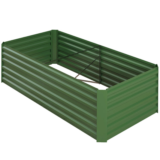 Outsunny Raised Beds for Garden Galvanised Steel Outdoor Planters with Multireinforced Rods 180 x 90 x 59 cm Green