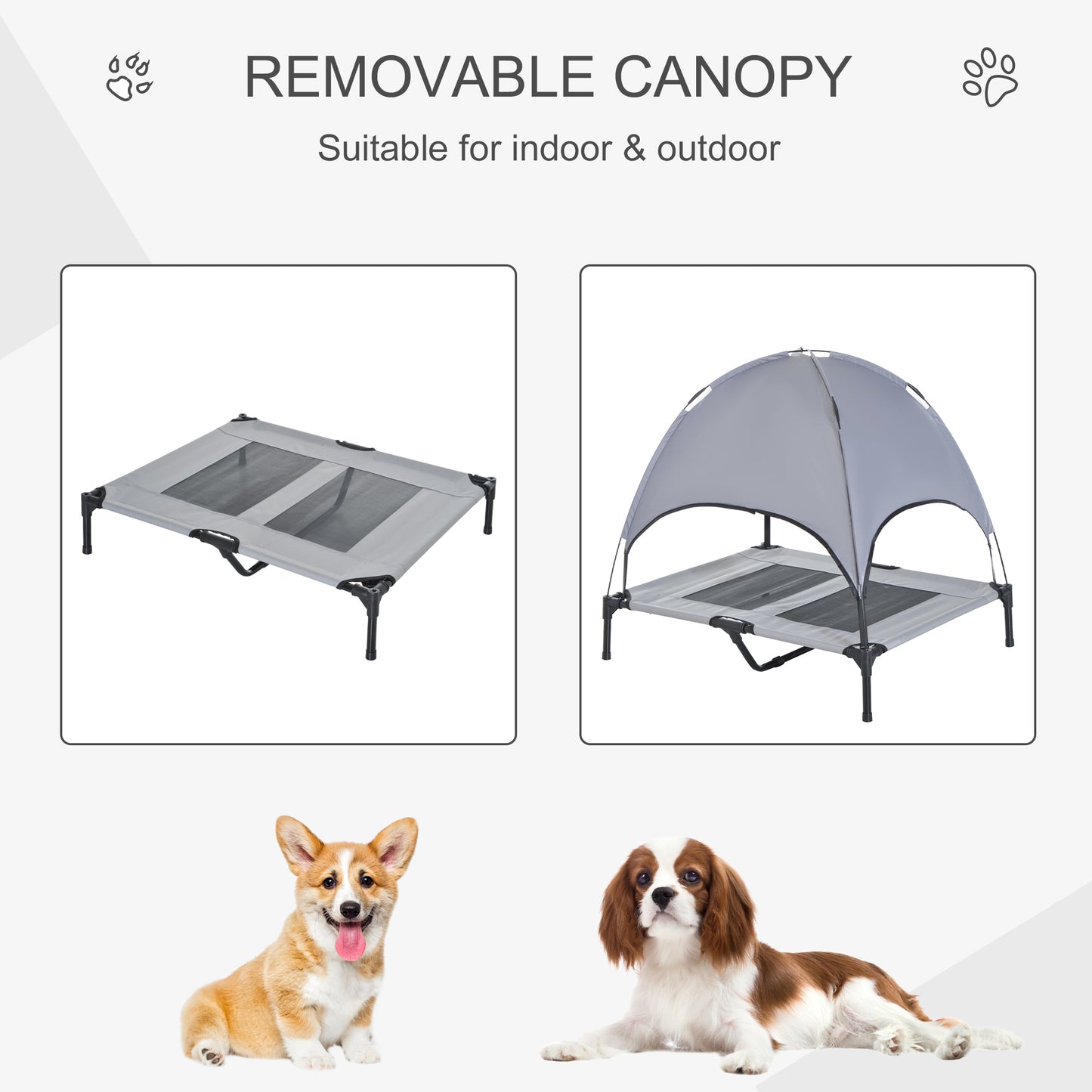 PawHut 92 cm Elevated Pet Bed Dog Foldable Cot Tent Canopy Instant Shelter Outdoor