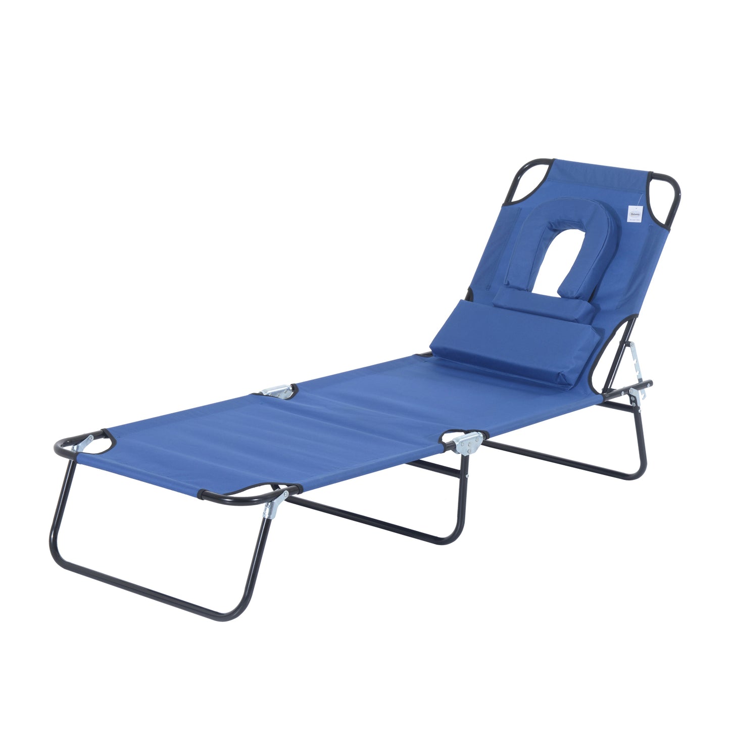 Outsunny Adjustable Sun Lounger W/Pillow-Blue
