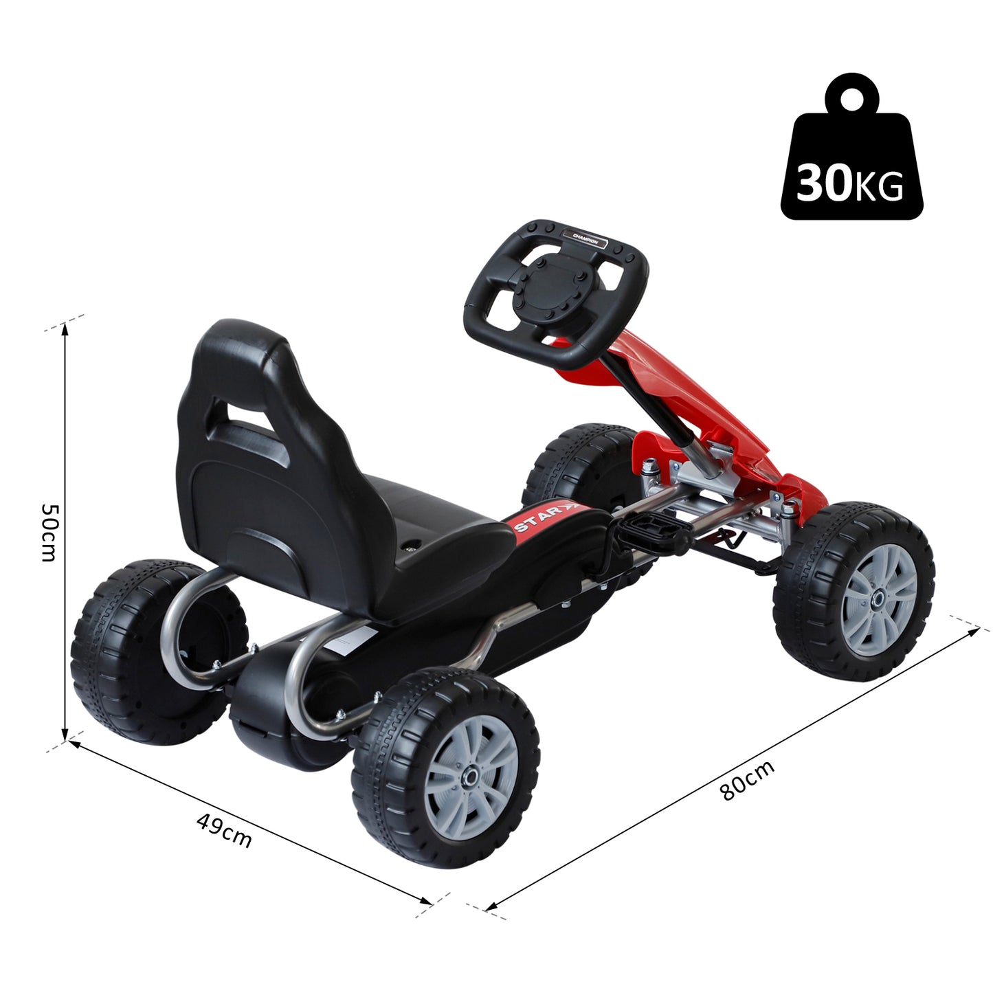 HOMCOM Kids Pedal Go-Kart, 80Lx49Wx50H cm-Black/Red