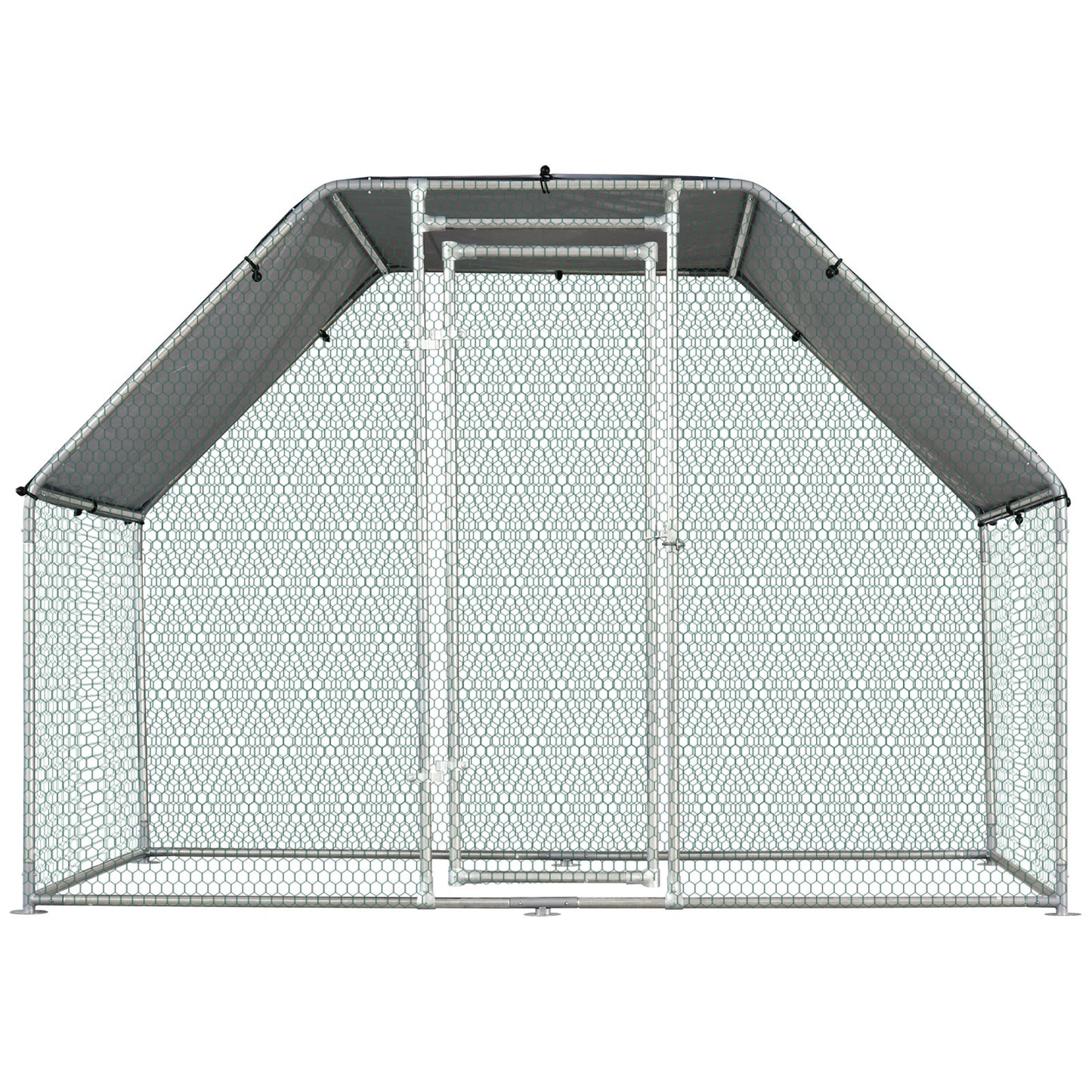 PawHut Large Metal Chicken House Walk-In Chicken Coop Run Cage w/ Cover Outdoor, 280W x 190D x 195H cm