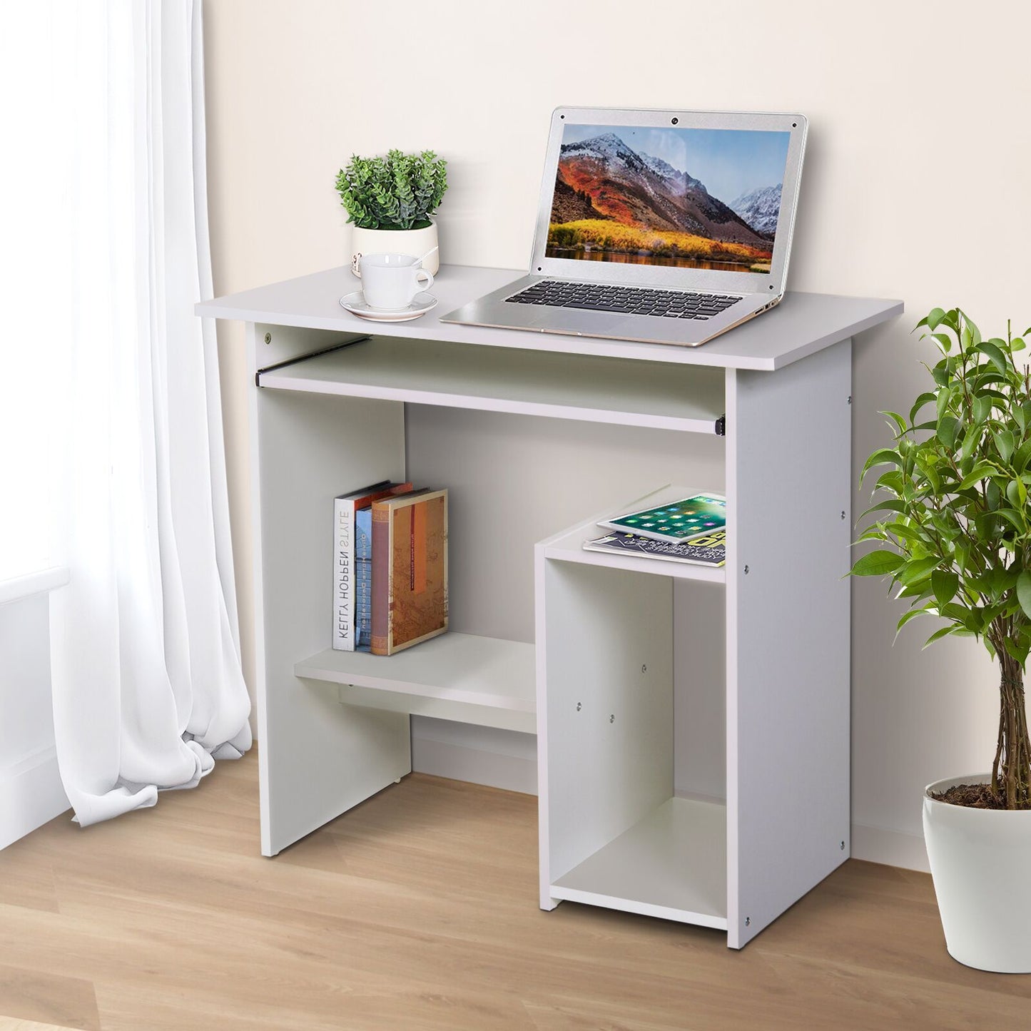 HOMCOM Computer Desk, 80Lx45Wx73.5H cm, Particle board-White