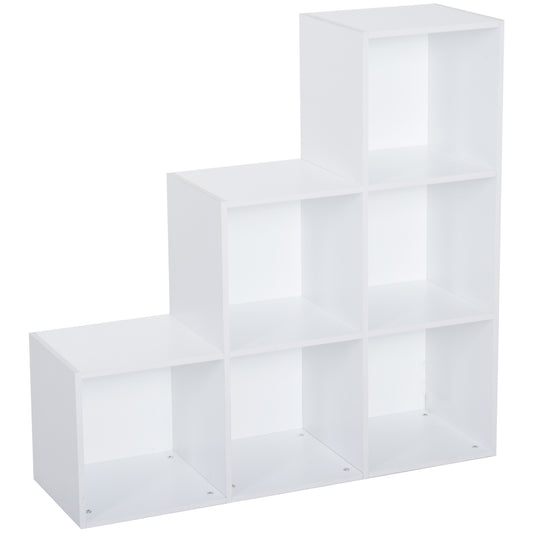 HOMCOM 6 Cubes 3-Tier Shelving Cabinet, Particle Board-White