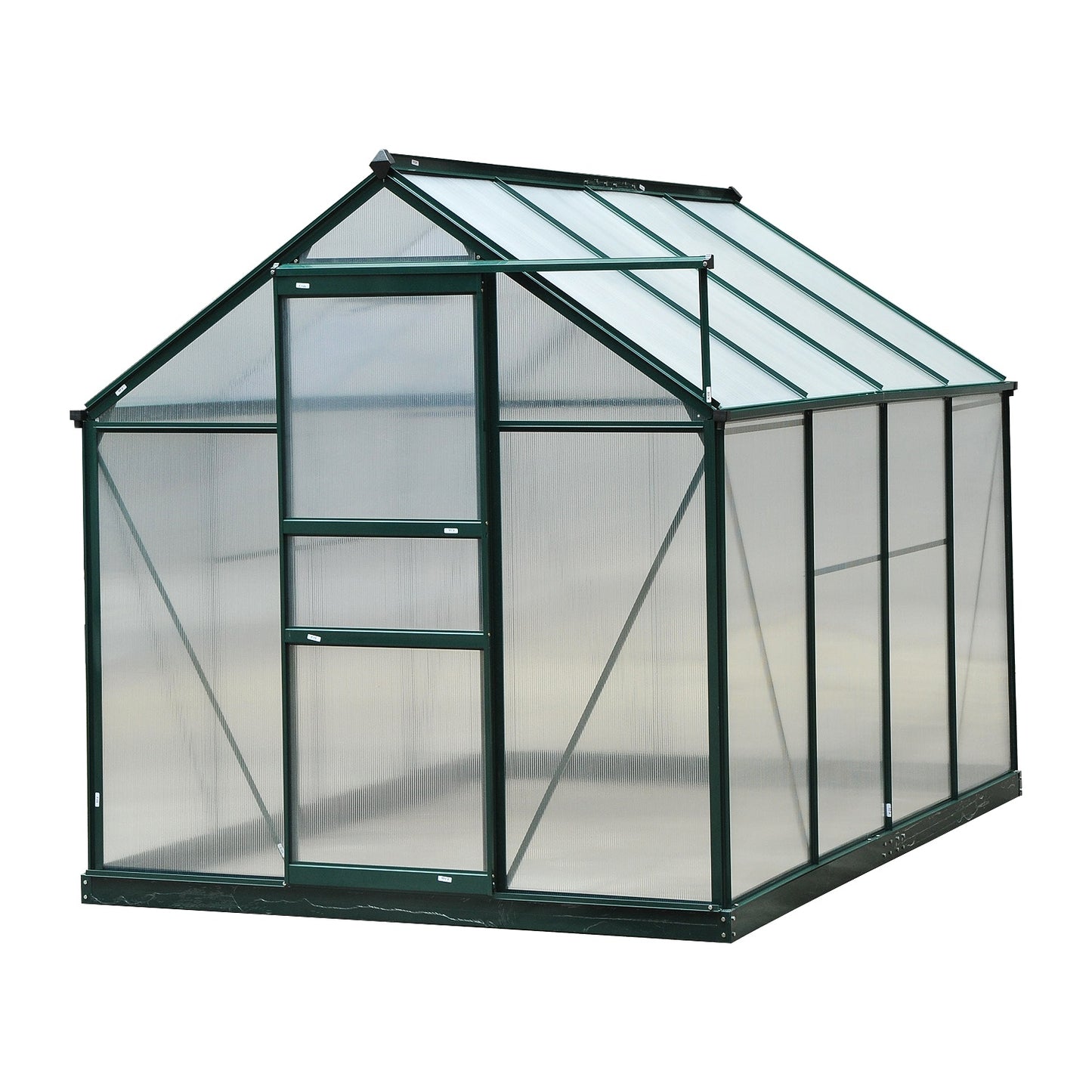 Outsunny Portable Walk-In Greenhouse, 190Lx252Wx201H cm, Aluminum-Dark Green Frame