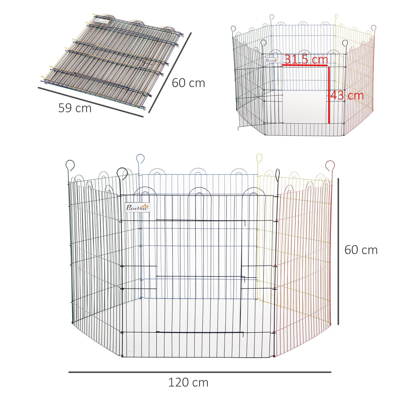 PawHut Foldable Pet Playpen Puppy Pen w/ Door Metal Indoor & Outdoor