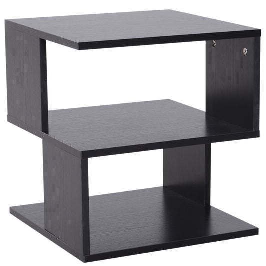 HOMCOM 2-Tier Side Table, 40Lx40Wx43H cm-Black