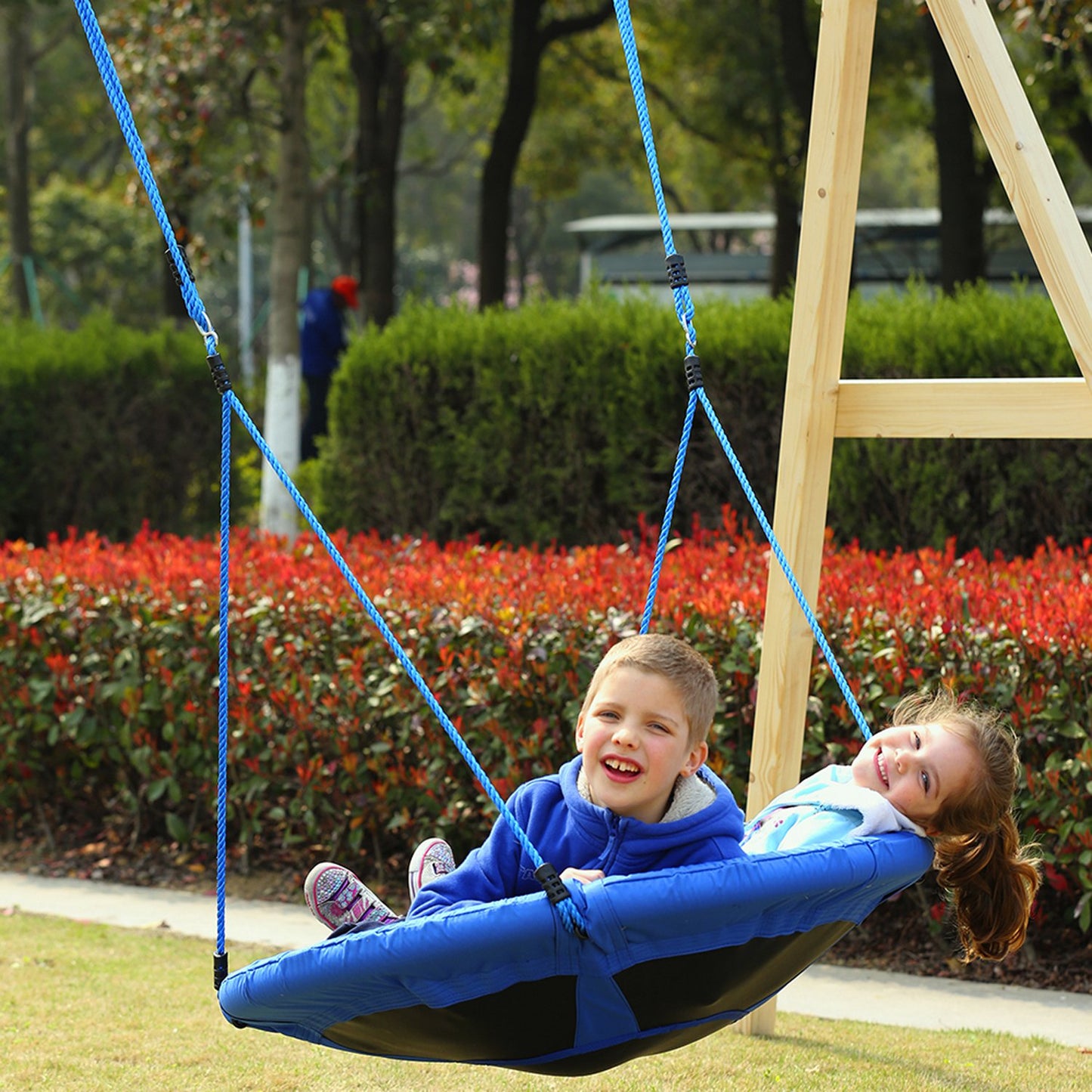 HOMCOM Kids Garden Swing Round Tree Spin, Φ100cm-Blue