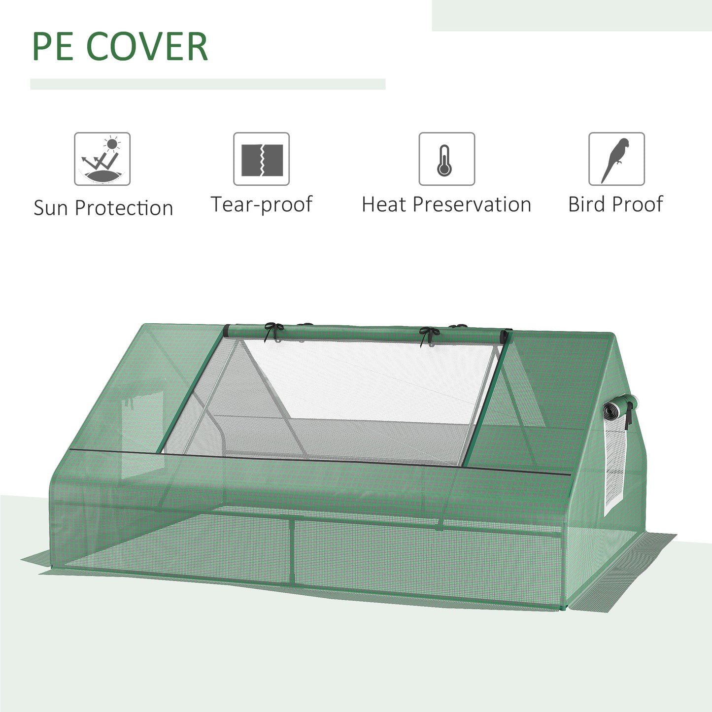 Outsunny Mini Greenhouse Portable Garden Small Greenhouse with Zipped Windows and Door 180 x 140 x 80cm Dark Green