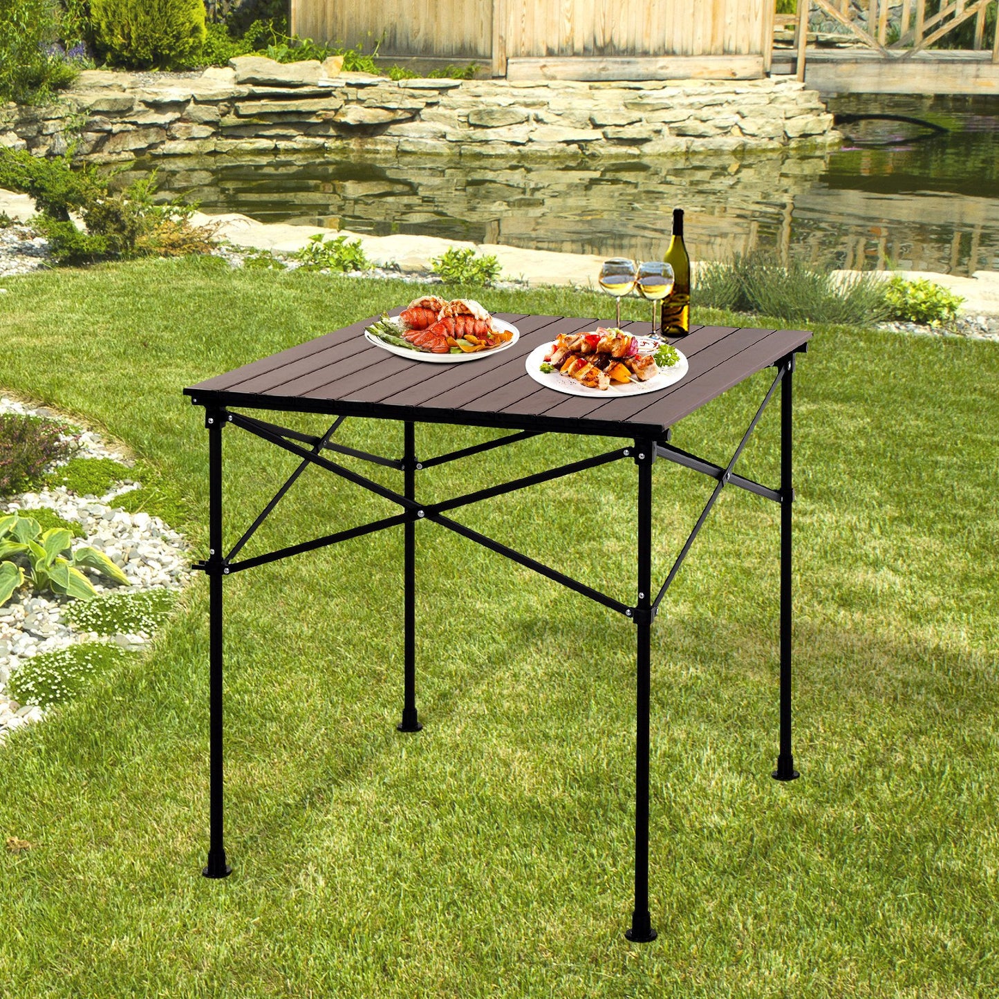 Outsunny Aluminium Folding Picnic Table Portable Camping Table w/ Carrier Bag