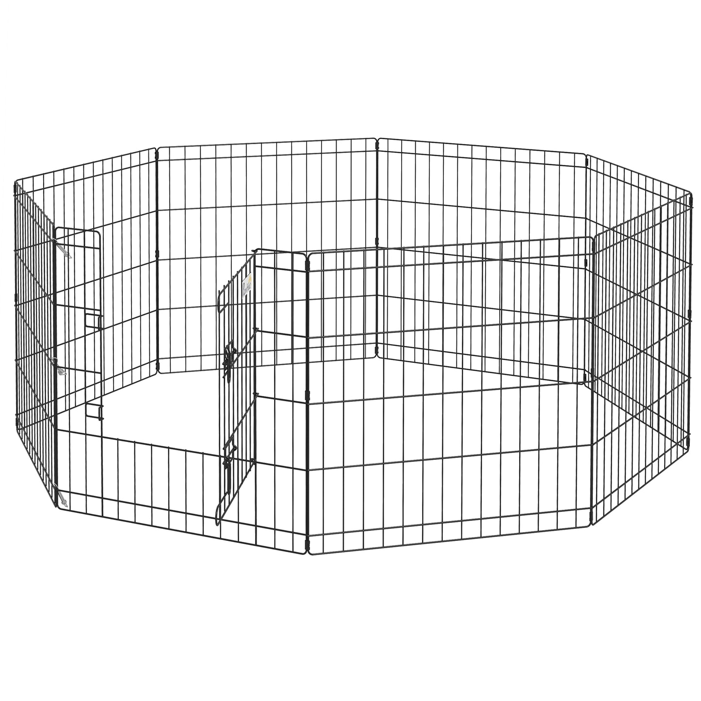 PawHut Dog Playpen Puppy Pen EightPanel Metal Fence for Small Dogs Indoors Outdoors Black