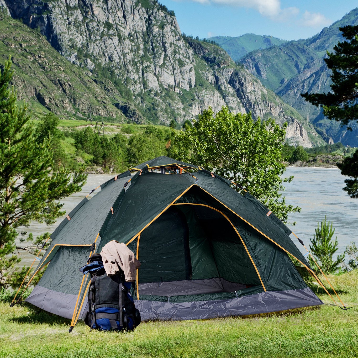 3 man tent uk Outsunny 3 Man Pop Up Tent Camping Gazebo Garden Tent, 210Wx210Lx140H – mhstar.co.uk