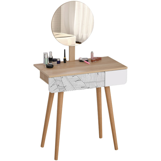 HOMCOM Wooden Nordic Dressing Table Brown/White