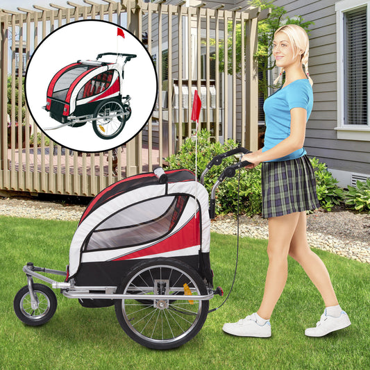 HOMCOM 2 in 1 Trailer for Kids 2-Seater Child carrier Baby Stroller