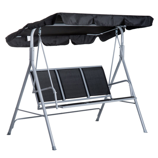 Outsunny Outdoor 3-Seater Swing Chair-Black
