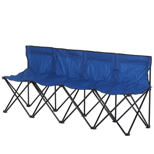 Outsunny 4-Seater Folding Steel Camping Bench w/ Cooler Bag Blue