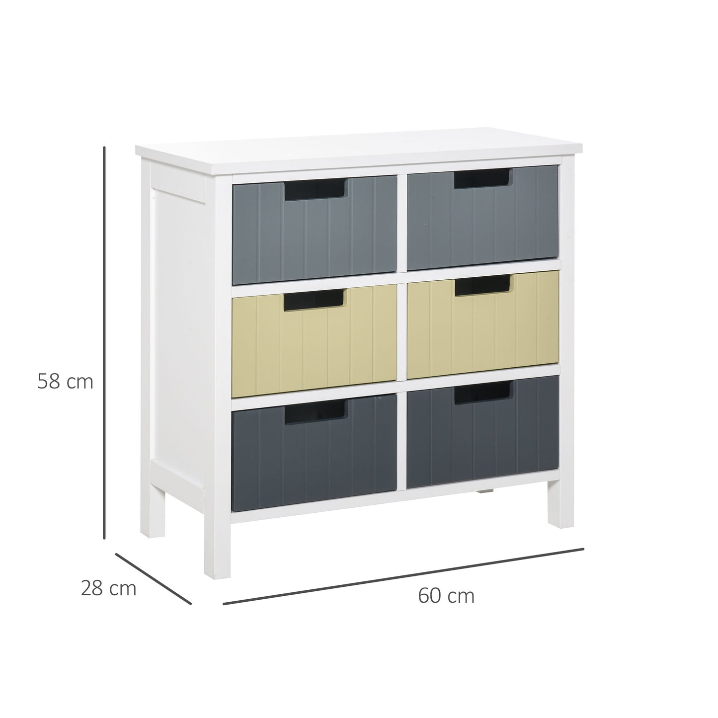 HOMCOM Chest of Drawers Storage Side Cabinet w/ 6 Detachable Drawers Home Furniture