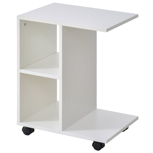 HOMCOM Particle Board C-Shaped 2-Shelf End Table White