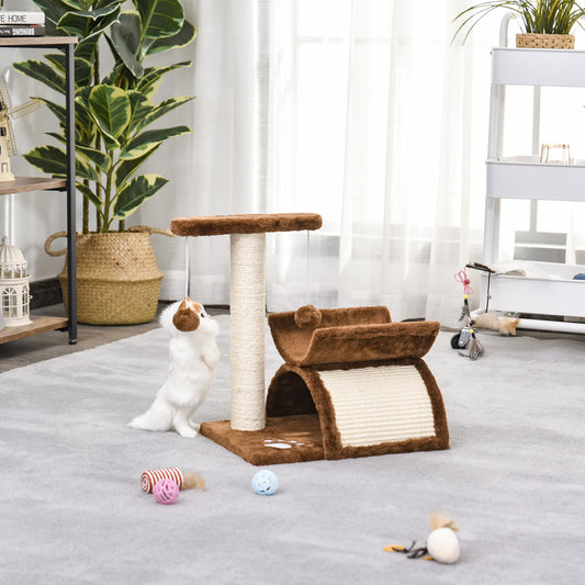 PawHut Cat Tree, Plush, 40Lx30Wx43H cm-Brown