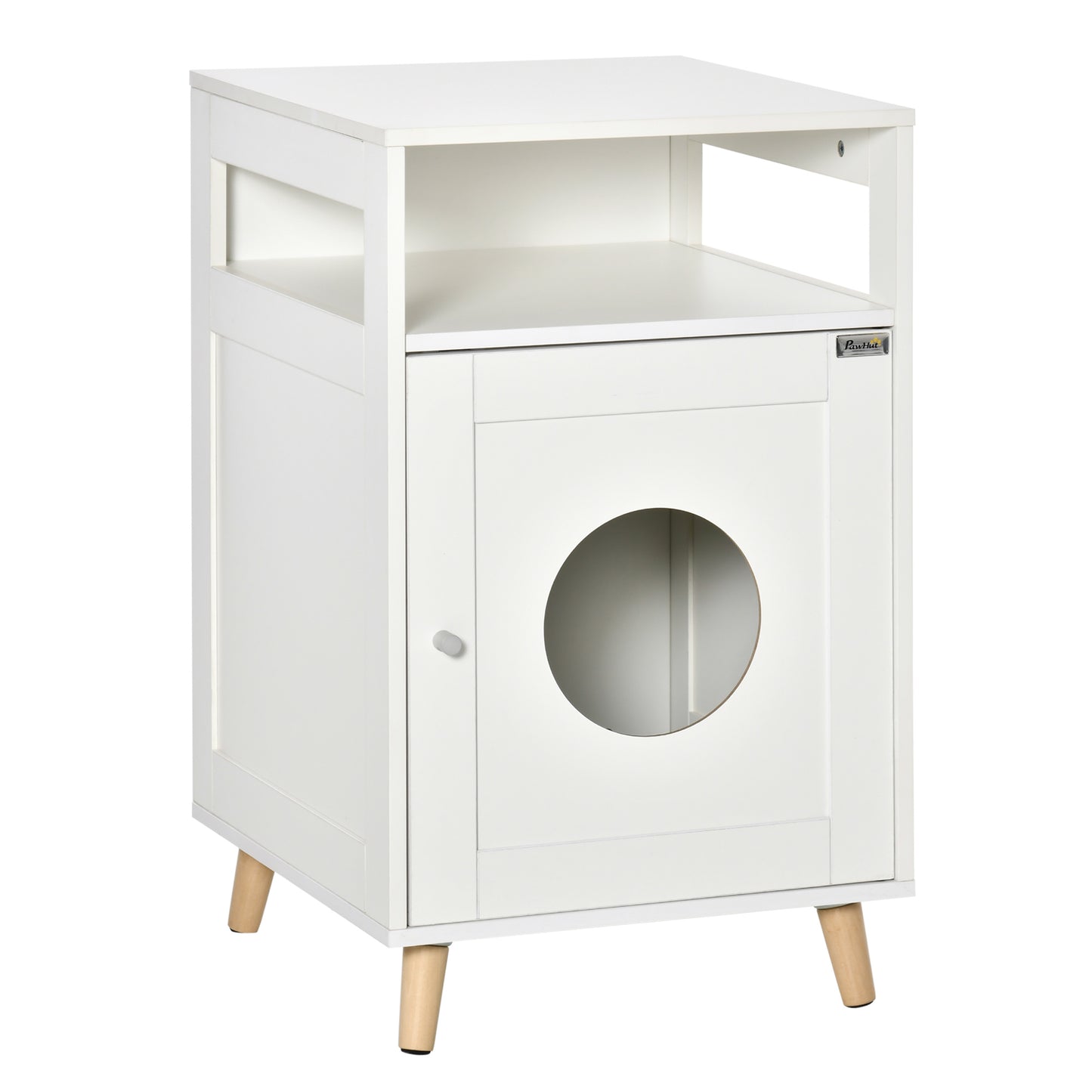 PawHut Cat Litter Box Enclosure Washroom End Table w/ Magnetic Door Multiple Storage