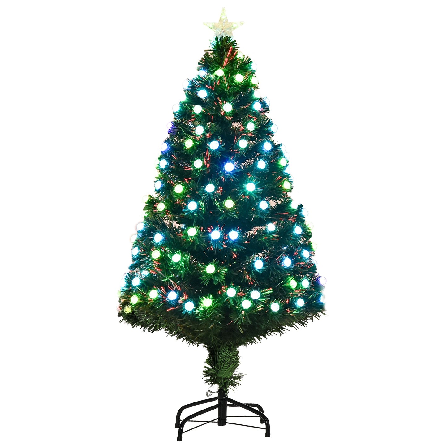 HOMCOM 5FT Artificial Christmas Tree W/Vase Base, W/LED Lights-Green