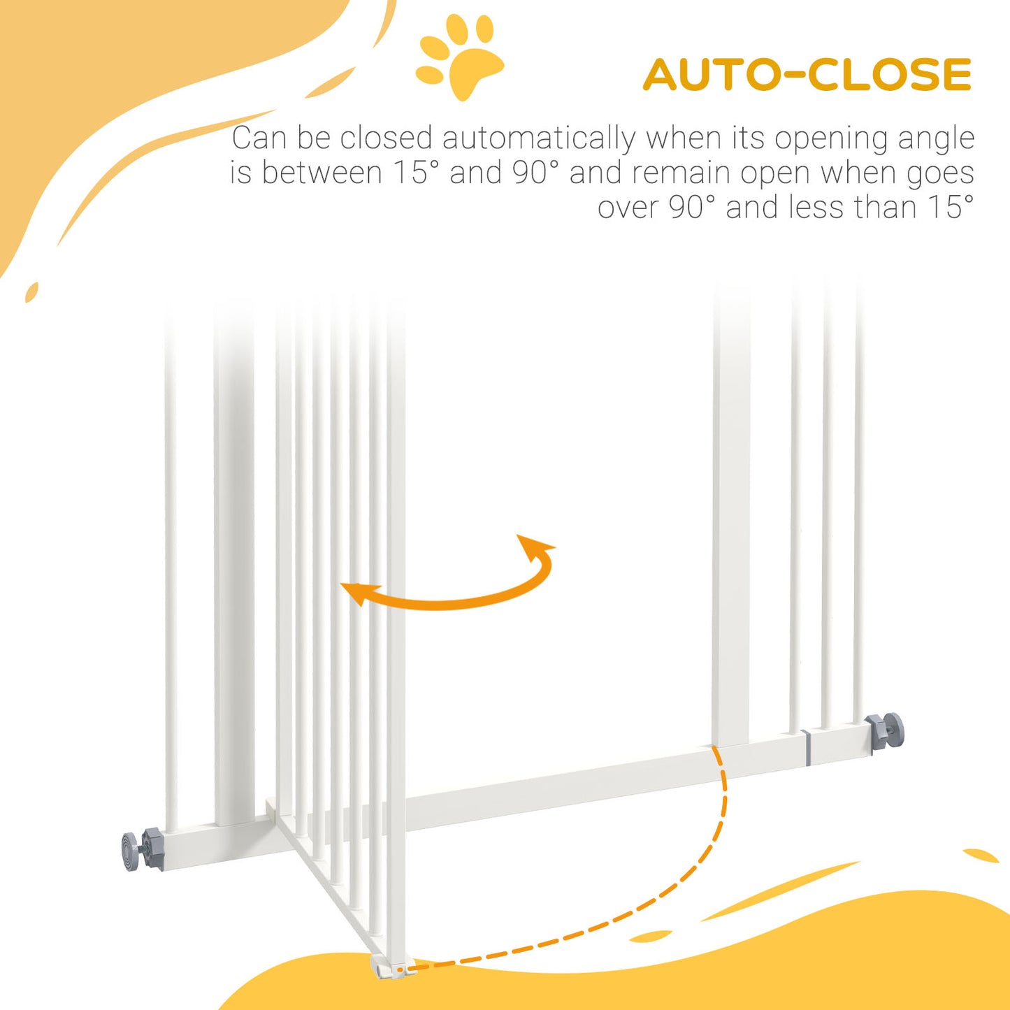 PawHut Metal Pet Safety Gate Dog Gate Folding Fence, White