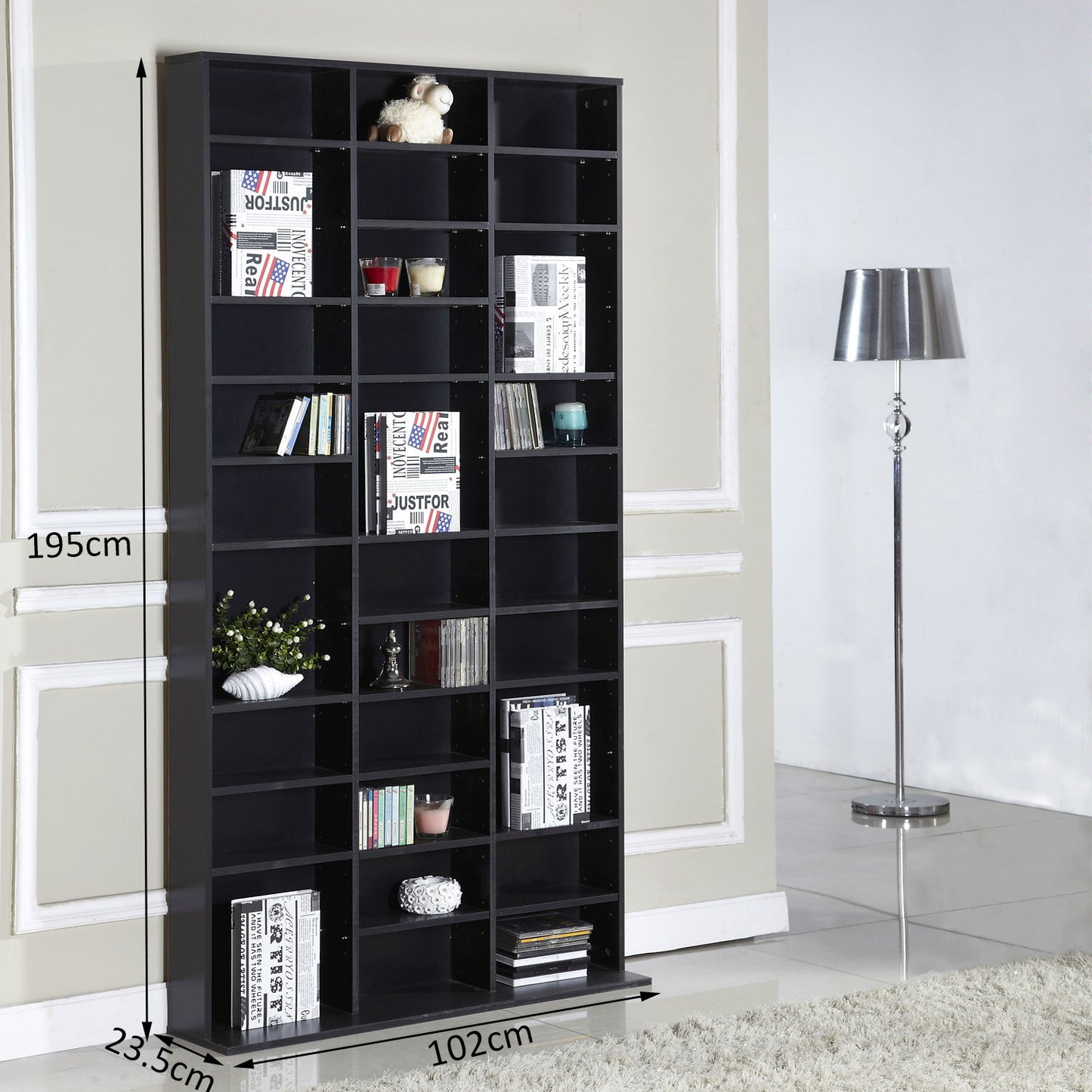 HOMCOM Particle Board Multi-Compartment Storage Shelving Unit Black