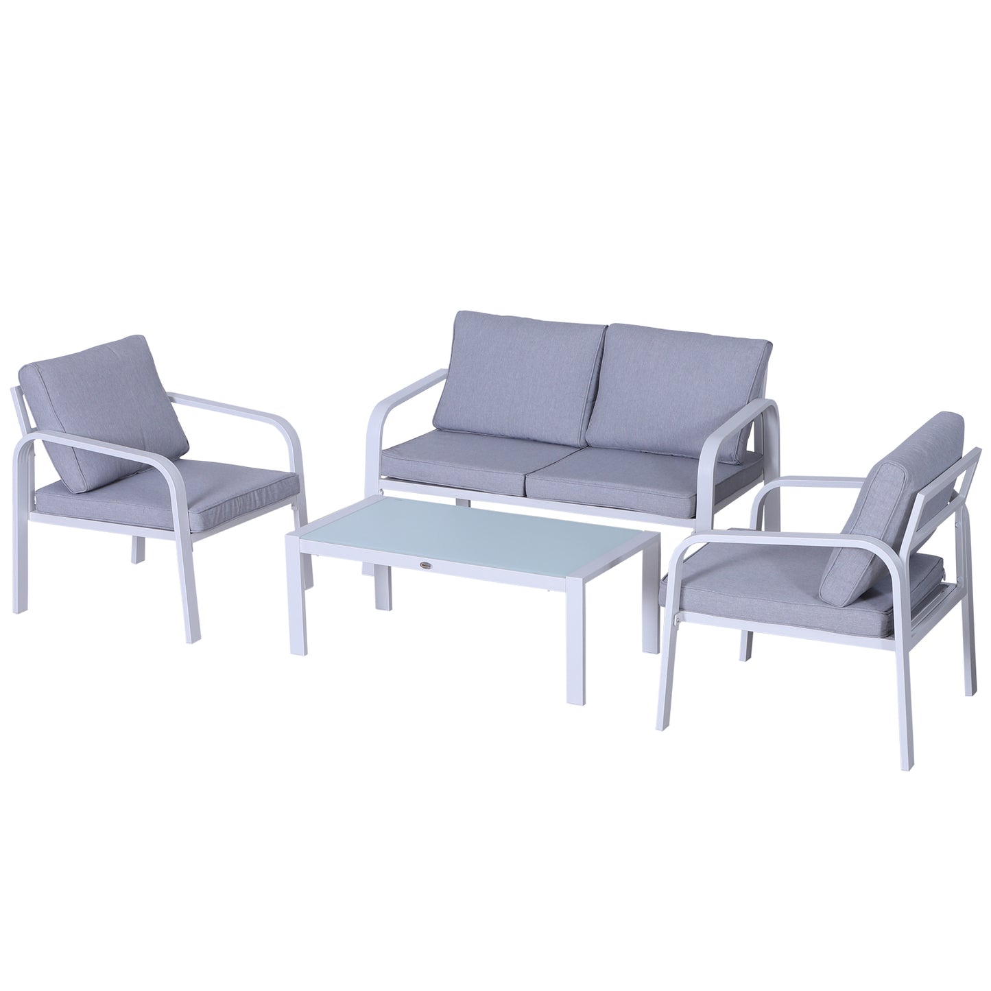 Outsunny 4-Seater Outdoor PE Rattan Table and Chairs Set White/Grey